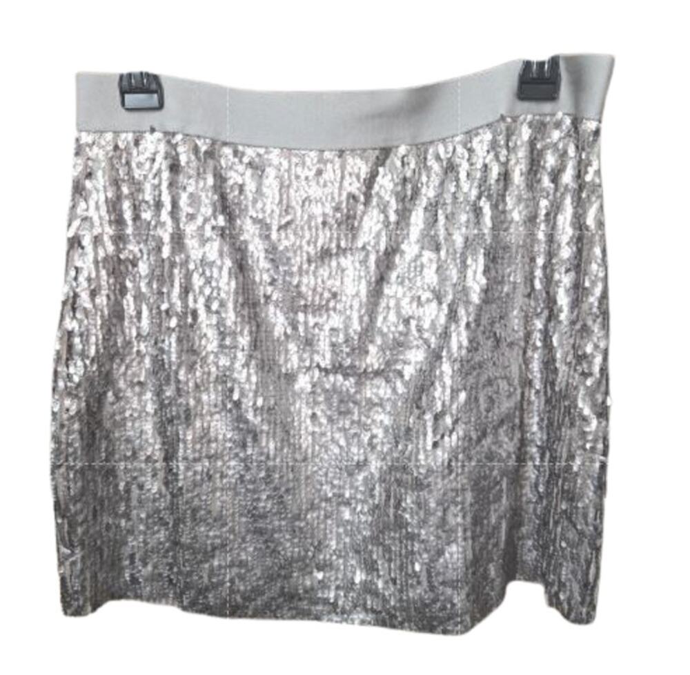 Chelsea & Violet Sequin Mini Skirt Womens Medium Silver NWT Lined